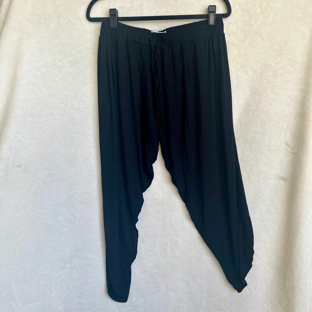 JustFab Black Tulip Wrap Slit Pants S Small Overlap Open‎ Side Petal Lounge Boho